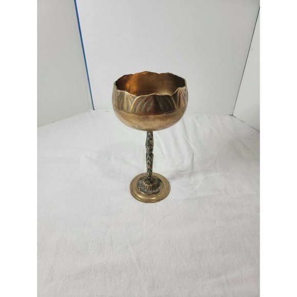 Other - Mid Century 9 3/4" Tall Solid Brass Wine Goblet‎ Chalice Tealight Candle Holder